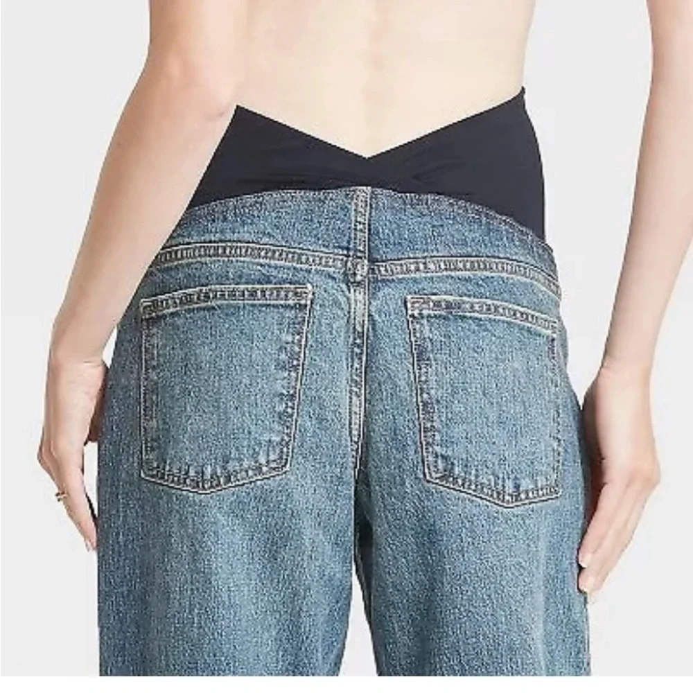 New Isabel Maternity Women's Maternity Blue Denim Jeans with Belly Panel sz 8 - Picture 4 of 9